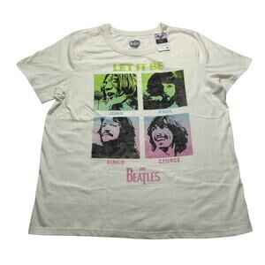 The Beatles Shirt Junior XLarge Off White Short Sleeve Graphic